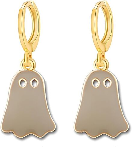 COADIPRESS HALLOWEEN GHOSE EARRINGS for Women Cute Funny Funcy Spooky Ghost Huggie Hoop أقراط ملونة شبح Ghost Hoop أقراط Halloween Holiday Party Associory مجوهرات الأزياء in Saudi Arabia