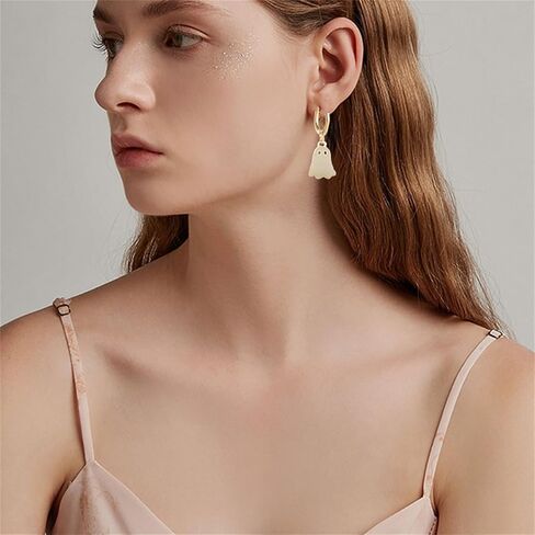 COADIPRESS HALLOWEEN GHOSE EARRINGS for Women Cute Funny Funcy Spooky Ghost Huggie Hoop أقراط ملونة شبح Ghost Hoop أقراط Halloween Holiday Party Associory مجوهرات الأزياء in Saudi Arabia