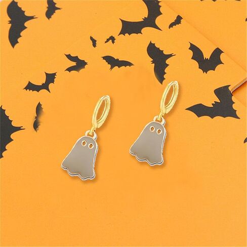 COADIPRESS HALLOWEEN GHOSE EARRINGS for Women Cute Funny Funcy Spooky Ghost Huggie Hoop أقراط ملونة شبح Ghost Hoop أقراط Halloween Holiday Party Associory مجوهرات الأزياء in Saudi Arabia