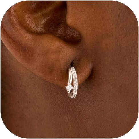 Hoop Earrings for Women Trendy 14k Gold/Silver/Rose Gold Plated Small Huggie Cartilage Hoop Earring Dainty Hypoallergenic Diamond Cubic Zirconia Hoops Earrings Fashion Jewelry Gifts in Saudi Arabia
