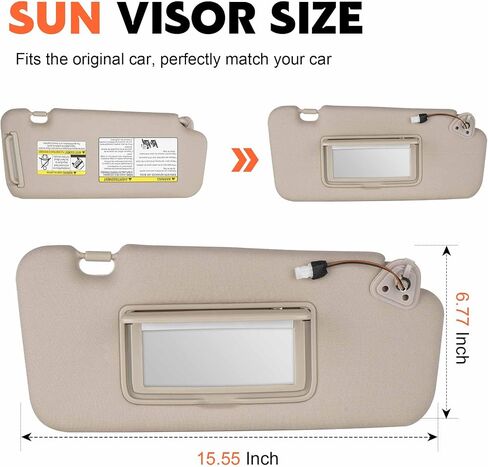 Beige Driver Left + Passenger Right Side Sun Visor Replacement Compatible with Nissan Murano 2009 2010 2011 2012 2013 2014 with Light Replace 96401-1AA1B 96400-1AA1B in Saudi Arabia