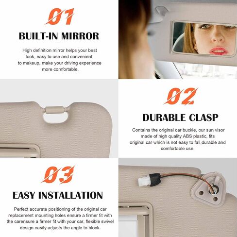 Beige Driver Left + Passenger Right Side Sun Visor Replacement Compatible with Nissan Murano 2009 2010 2011 2012 2013 2014 with Light Replace 96401-1AA1B 96400-1AA1B in Saudi Arabia