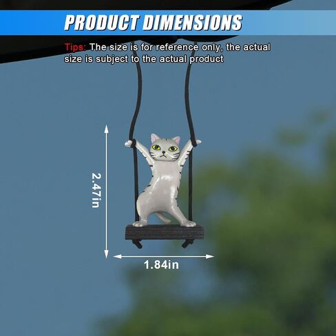Swinging Cat Car Mirror Hanging Accessories, Funny Car Rear View Mirror Charm Pendant, Swing Cat Auto Hanging Decoration Ornament, Cute Vehicle Interior Accessories for Women Men (Black) in Kuwait