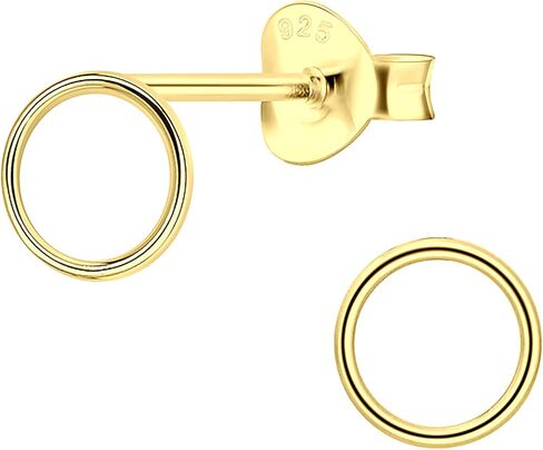 Open Circle Earrings, Silver or Gold Minimalist Studs, Dainty Circle Earrings in Kuwait