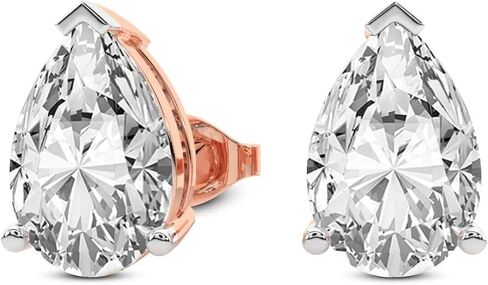 Diamond Deal IGI Certified 1.00to 5.00 قيراط شكل الكمثرى على شكل أقراط مسمار 3-شريحة من الذهب الأصفر أو الأبيض أو الوردي مع إغلاق الظهر in Kuwait