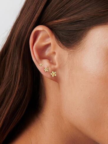 3 أزواج من أقراط مسمار ذهبية للنساء - Hypoallergenic 14K Gold Platback Flatback Straining Small Muring for Huffer Tiny Jewelry Trendy Jewelry for Women in Kuwait