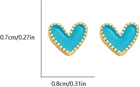 Heart Stud Earrings Cute Gold Plated Nickel Free Love Heart Colorful Enamel Studs Earring for Women Cartilage Piercing Post Hypoallergenic Fashion Jewelry Gifts 7mm*8mm in Saudi Arabia