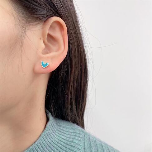 Heart Stud Earrings Cute Gold Plated Nickel Free Love Heart Colorful Enamel Studs Earring for Women Cartilage Piercing Post Hypoallergenic Fashion Jewelry Gifts 7mm*8mm in Saudi Arabia