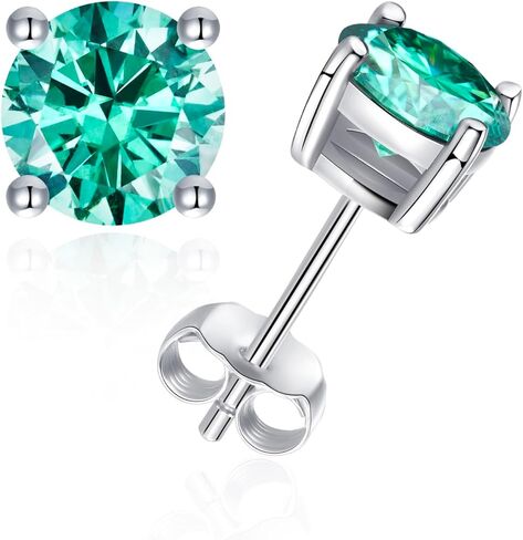0.6ct/1ct/2ct Moissanite Stud Earrings for Women&Men 925 Sterling Silver Hypoallergenic Flat Back 1 Pair D Color Lab Created Brilliant Round Moissanite Earrings Ideal Gift for Women Men with Certificate in Saudi Arabia