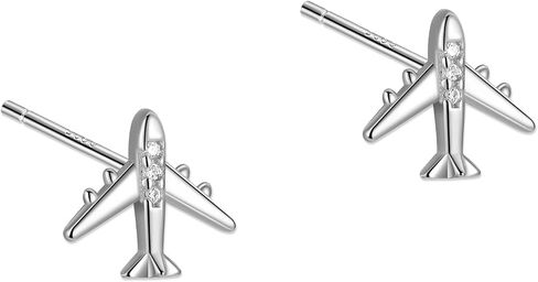 Rnivida 925 Sterling Silver Airplane Airplane Studring for Women in Kuwait