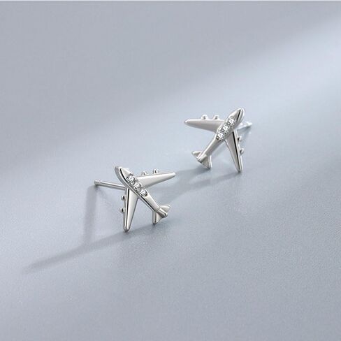 Rnivida 925 Sterling Silver Airplane Airplane Studring for Women in Kuwait