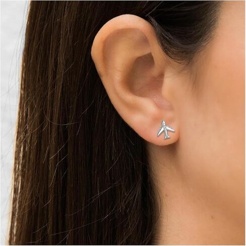 Rnivida 925 Sterling Silver Airplane Airplane Studring for Women in Kuwait