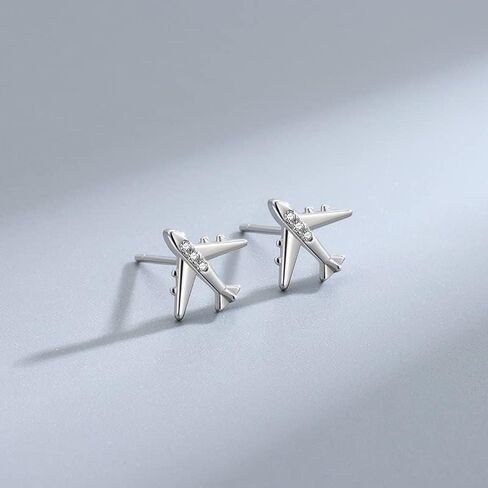 Rnivida 925 Sterling Silver Airplane Airplane Studring for Women in Kuwait