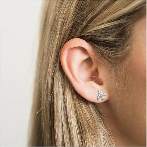 Rnivida 925 Sterling Silver Airplane Airplane Studring for Women in Kuwait