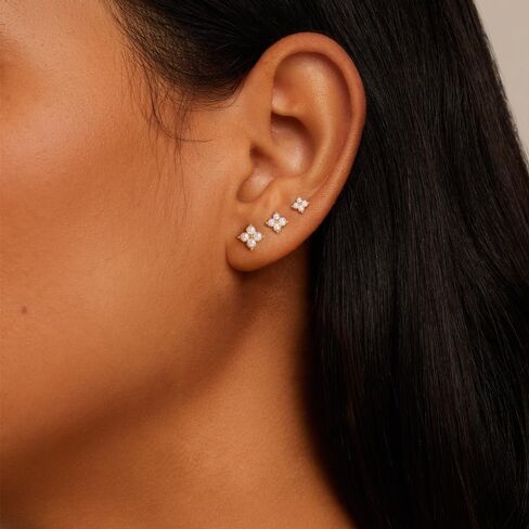 3 أزواج من أقراط مسمار ذهبية للنساء - Hypoallergenic 14K Gold Platback Flatback Straining Small Muring for Huffer Tiny Jewelry Trendy Jewelry for Women in Kuwait
