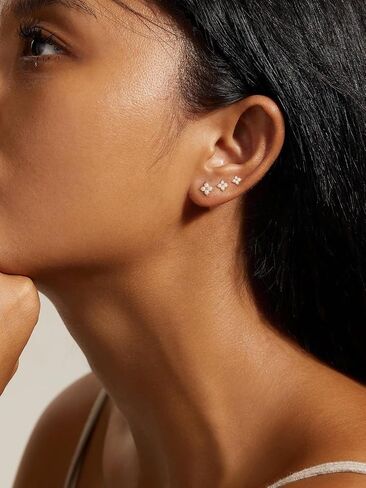 3 أزواج من أقراط مسمار ذهبية للنساء - Hypoallergenic 14K Gold Platback Flatback Straining Small Muring for Huffer Tiny Jewelry Trendy Jewelry for Women in Kuwait
