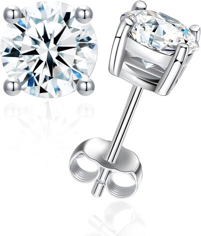 0.6ct/1ct/2ct Moissanite Stud Earrings for Women&Men 925 Sterling Silver Hypoallergenic Flat Back 1 Pair D Color Lab Created Brilliant Round Moissanite Earrings Ideal Gift for Women Men with Certificate in Saudi Arabia