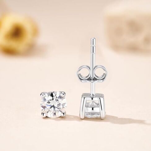 0.6ct/1ct/2ct Moissanite Stud Earrings for Women&Men 925 Sterling Silver Hypoallergenic Flat Back 1 Pair D Color Lab Created Brilliant Round Moissanite Earrings Ideal Gift for Women Men with Certificate in Saudi Arabia