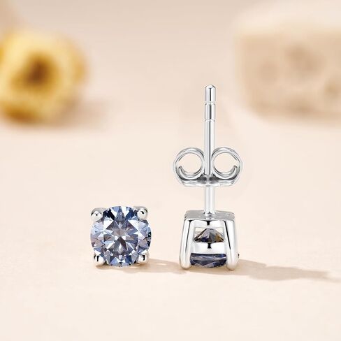 0.6ct/1ct/2ct moissanite arics for women & men 925 sterling silver hypoallergenic flat 1 pair d color lab التي تم إنشاؤها الرائع في أقراط moissanite الهدية المثالية للنساء مع الشهادة in Kuwait