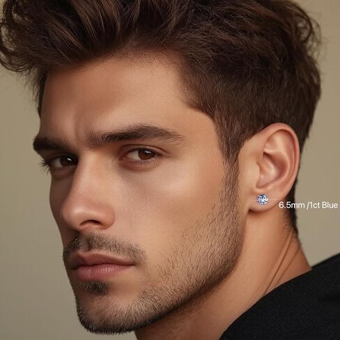 0.6ct/1ct/2ct moissanite arics for women & men 925 sterling silver hypoallergenic flat 1 pair d color lab التي تم إنشاؤها الرائع في أقراط moissanite الهدية المثالية للنساء مع الشهادة in Kuwait