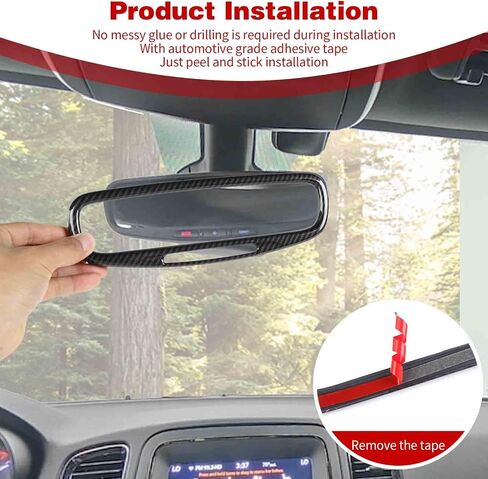 for Durango Interior Rear View Mirror Cover Trim Frame Compatible with Dodge Durango 2017-2024 Carbon Fiber Interior Accessories in Saudi Arabia