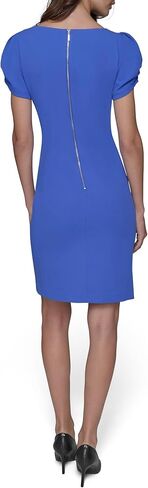 KARL LAGERFELD Women's Short Ruched Sleeve Jewel Neck Sheath Mini Dress in Kuwait