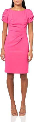 KARL LAGERFELD Women's Short Ruched Sleeve Jewel Neck Sheath Mini Dress in Kuwait