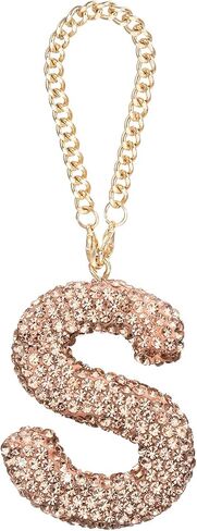 MECCANIXITY Bling Car Letter Charm, Initial S Letter Interior Car Rear View Mirror Decoration Hanging Crystal Ornaments for Women Bags Water Cup DIY Craft, Champagne in Saudi Arabia