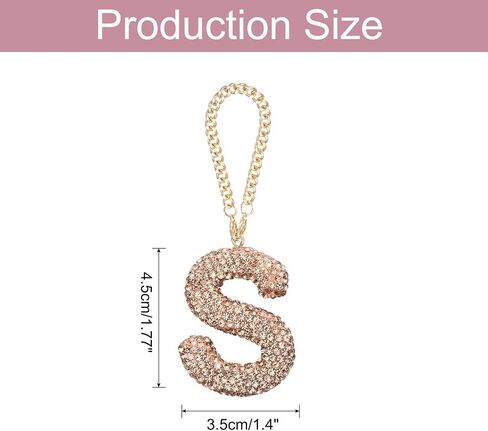 MECCANIXITY Bling Car Letter Charm, Initial S Letter Interior Car Rear View Mirror Decoration Hanging Crystal Ornaments for Women Bags Water Cup DIY Craft, Champagne in Saudi Arabia