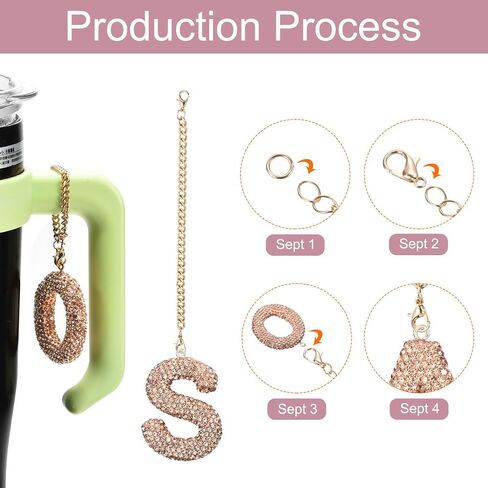 MECCANIXITY Bling Car Letter Charm, Initial S Letter Interior Car Rear View Mirror Decoration Hanging Crystal Ornaments for Women Bags Water Cup DIY Craft, Champagne in Saudi Arabia