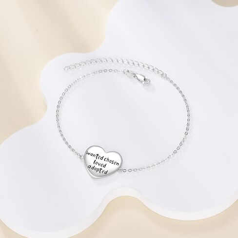 YFN Adoption Bracelet Sterling Silver Adoption Symbol Charm Bracelet Stepmom Jewelry for Women Adoption Day Gifts in Saudi Arabia