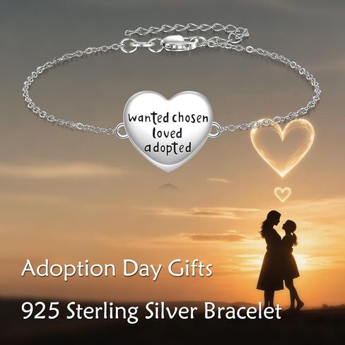 YFN Adoption Bracelet Sterling Silver Adoption Symbol Charm Bracelet Stepmom Jewelry for Women Adoption Day Gifts in Saudi Arabia