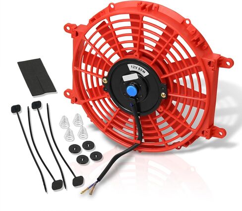 AJP Distributors 10" 12V 80W Electric Slim Push Pull Radiator Fan, Low Profile Thin Cooling Fan Assembly + Universal Mounting Kit Compatible/Replacement For Engine Motor Bay Automotive Cars Trucks SUV in Saudi Arabia