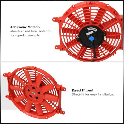 AJP Distributors 10" 12V 80W Electric Slim Push Pull Radiator Fan, Low Profile Thin Cooling Fan Assembly + Universal Mounting Kit Compatible/Replacement For Engine Motor Bay Automotive Cars Trucks SUV in Saudi Arabia