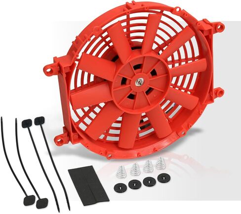 AJP Distributors 10" 12V 80W Electric Slim Push Pull Radiator Fan, Low Profile Thin Cooling Fan Assembly + Universal Mounting Kit Compatible/Replacement For Engine Motor Bay Automotive Cars Trucks SUV in Saudi Arabia