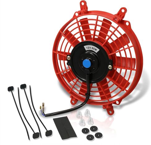 AJP Distributors 9" 12V 80W Electric Slim Push Pull Radiator Fan, Low Profile Thin Cooling Fan Assembly + Universal Mounting Kit Compatible/Replacement For Engine Motor Bay Automotive Cars Trucks SUVs in Saudi Arabia