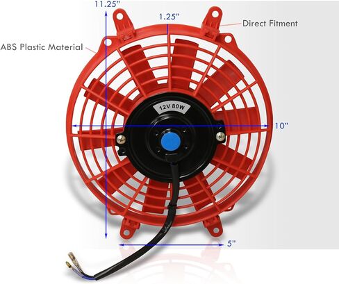 AJP Distributors 9" 12V 80W Electric Slim Push Pull Radiator Fan, Low Profile Thin Cooling Fan Assembly + Universal Mounting Kit Compatible/Replacement For Engine Motor Bay Automotive Cars Trucks SUVs in Saudi Arabia