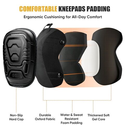 TICONN Gel Knee Pads for Work, Professional Heavy Duty Knee Pads for Men with Soft Foam and Gel Cushion, Adjustable Straps, Anti-slip Knee Pads for Men Construction, Garden, Flooring (Black/Grey) in Kuwait