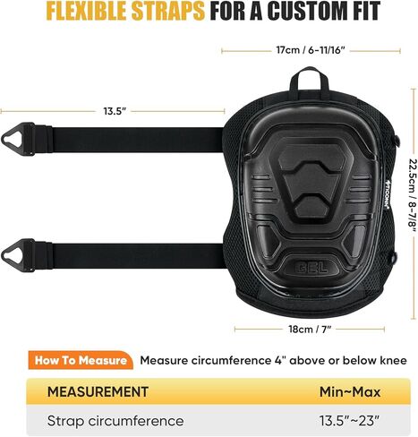 TICONN Gel Knee Pads for Work, Professional Heavy Duty Knee Pads for Men with Soft Foam and Gel Cushion, Adjustable Straps, Anti-slip Knee Pads for Men Construction, Garden, Flooring (Black/Grey) in Kuwait