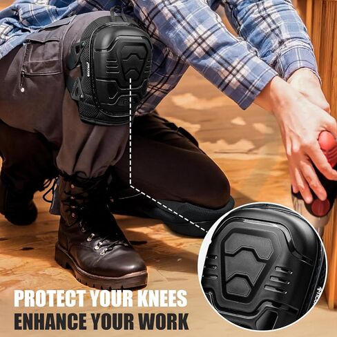 TICONN Gel Knee Pads for Work, Professional Heavy Duty Knee Pads for Men with Soft Foam and Gel Cushion, Adjustable Straps, Anti-slip Knee Pads for Men Construction, Garden, Flooring (Black/Grey) in Kuwait