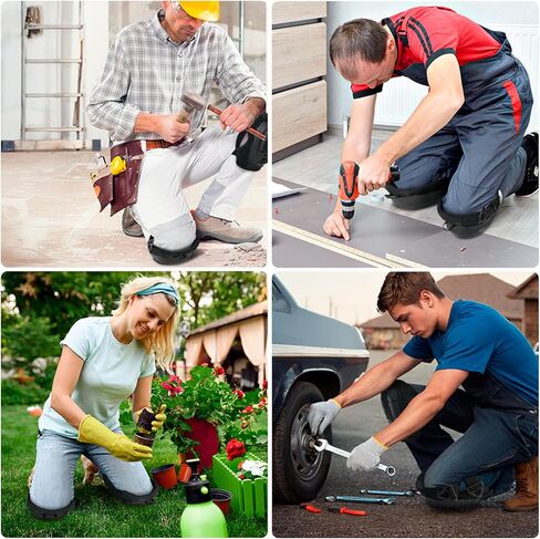 TICONN Gel Knee Pads for Work, Professional Heavy Duty Knee Pads for Men with Soft Foam and Gel Cushion, Adjustable Straps, Anti-slip Knee Pads for Men Construction, Garden, Flooring (Black/Grey) in Kuwait