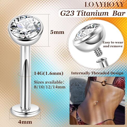 14G G23 Titanium عائم حلقات زر البطن للنساء Petite Flat CZ خواتم بطن البطن الصغيرة حلقات السرة المنحنية الصغيرة داخليًا ثقب بطن السواة ذات الخيوط الداخلية 8-14 ملم in Kuwait