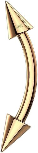 14 Karat Gold Curved Barbell 16 Gauge Eyebrow Ring With Spike Ends in Saudi Arabia