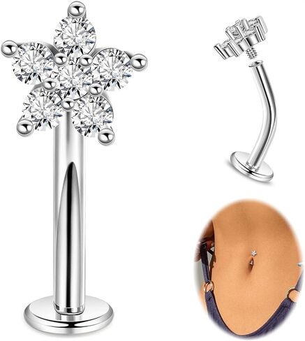 14G G23 Titanium Floating Belly Button Rings for Women Petite Flat Back CZ Belly Rings Small Opal Curved Navel Rings Internally Threaded Hypoallergenic Belly Piercing 8-14mm in Kuwait