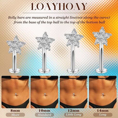 14G G23 Titanium Floating Belly Button Rings for Women Petite Flat Back CZ Belly Rings Small Opal Curved Navel Rings Internally Threaded Hypoallergenic Belly Piercing 8-14mm in Kuwait