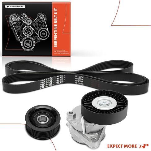 A-Premium Engine Serpentine Belt Drive Kit Compatible with Mercedes-Benz C240, C55 AMG, E320, E500, S430, S500, CLS500, G500, SL500, SLK55 AMG, CL500, CLK320 - SOHC V6 2.6L 3.2L, V8 5.0L 5.4L 5.5L in Saudi Arabia