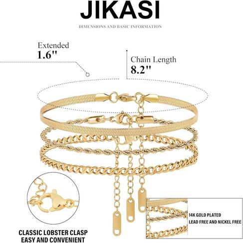 Gold Anklets for Women Waterproof 14k Gold Plated Cuban Link Anklets Non Tarnish Rope Herringbone Ankle Chain Summer Beach Jewelry Gifts for Women in Kuwait
