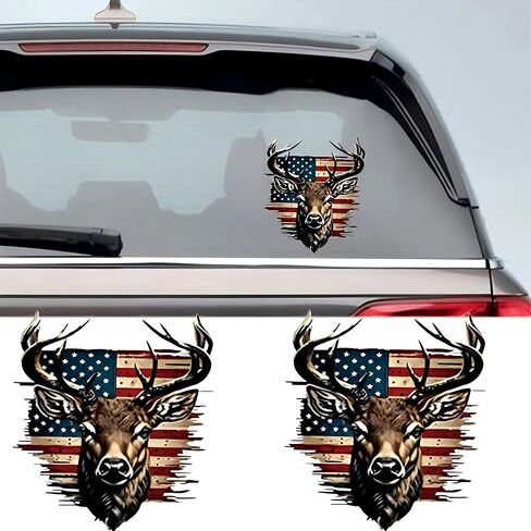 2 PCS Flag American Flag Buck Deer Sticker ، ملصق Vinyl Secal للسيارة ، الشاحنة ، الكمبيوتر ، الجدار ، أي سطح أملس نظيف in Saudi Arabia