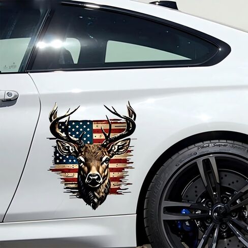 2 PCS Flag American Flag Buck Deer Sticker ، ملصق Vinyl Secal للسيارة ، الشاحنة ، الكمبيوتر ، الجدار ، أي سطح أملس نظيف in Saudi Arabia