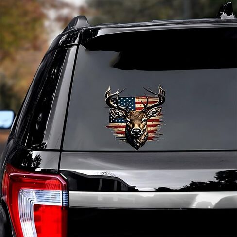 2 PCS Flag American Flag Buck Deer Sticker ، ملصق Vinyl Secal للسيارة ، الشاحنة ، الكمبيوتر ، الجدار ، أي سطح أملس نظيف in Saudi Arabia